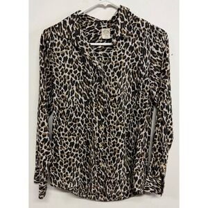 J.Crew The Perfect Shirt Leopard Print Cotton Button Down Blouse 48474 Brown 2